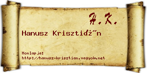 Hanusz Krisztián névjegykártya